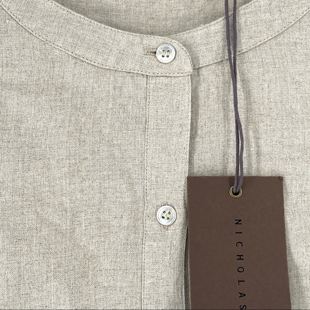 Nicholas K Women's Linen Wrap Shirt Dress Natural - Picture 6 of 12